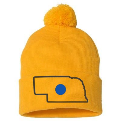 Omaha Nebraska Blue Dot Pom Pom 12in Knit Beanie