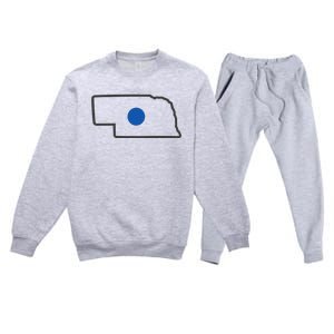 Omaha Nebraska Blue Dot Premium Crewneck Sweatsuit Set