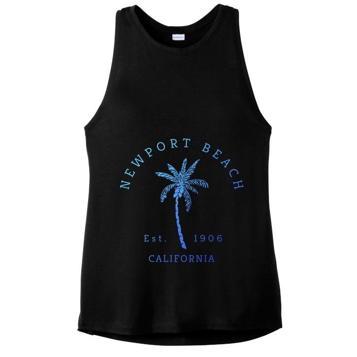 Original Newport Beach Ca Palm Tree Unique Novelty Art Great Gift Ladies PosiCharge Tri-Blend Wicking Tank