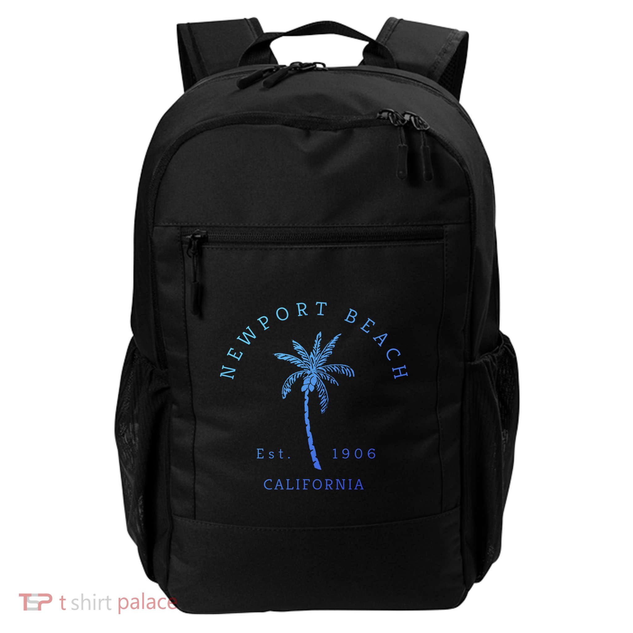 Original Newport Beach Ca Palm Tree Unique Novelty Art Great Gift Daily Commute Backpack