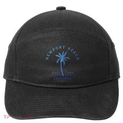 Original Newport Beach Ca Palm Tree Unique Novelty Art Great Gift 7-Panel Snapback Hat