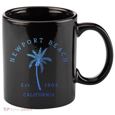 Original Newport Beach Ca Palm Tree Unique Novelty Art Great Gift 11oz C Handle Ceramic Mug