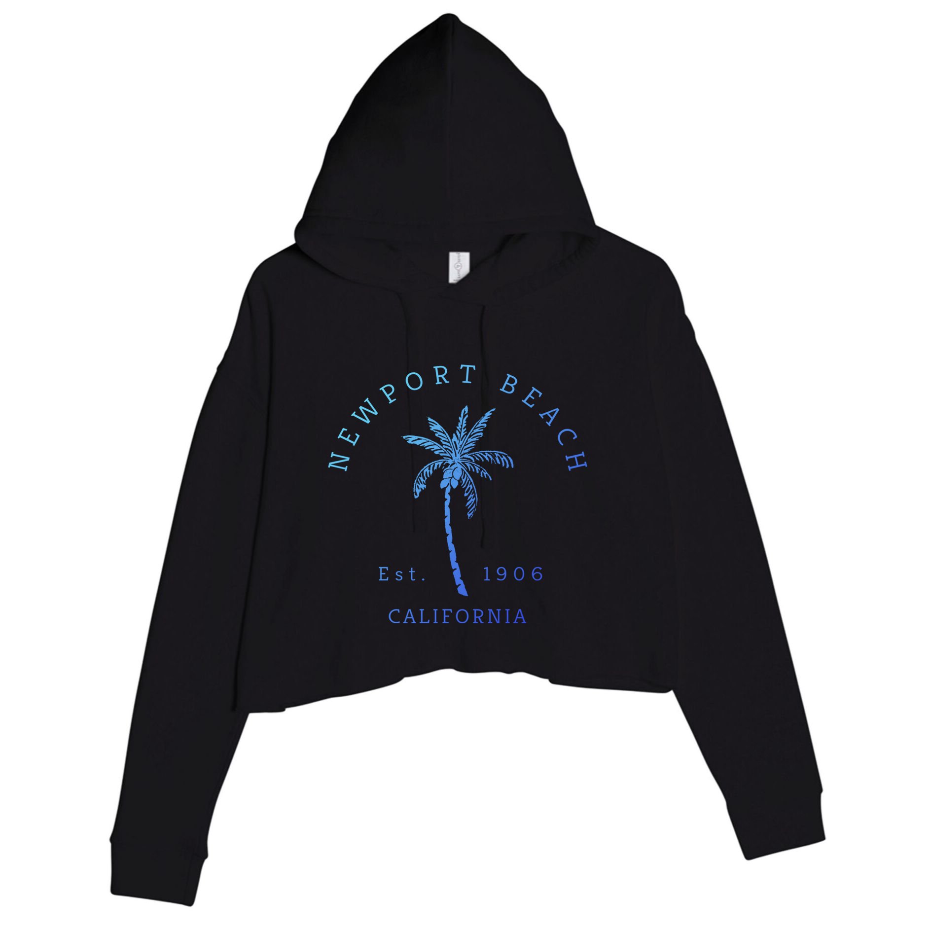 Original Newport Beach Ca Palm Tree Unique Novelty Art Great Gift Crop Fleece Hoodie