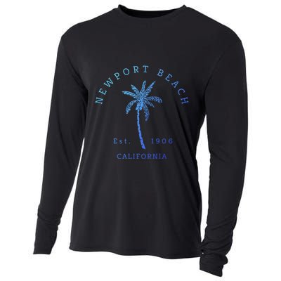 Original Newport Beach Ca Palm Tree Unique Novelty Art Great Gift Cooling Performance Long Sleeve Crew