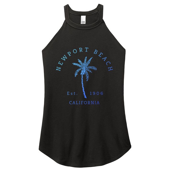 Original Newport Beach Ca Palm Tree Unique Novelty Art Great Gift Women's Perfect Tri Rocker Tank