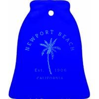 Original Newport Beach Ca Palm Tree Unique Novelty Art Great Gift Ceramic Bell Ornament