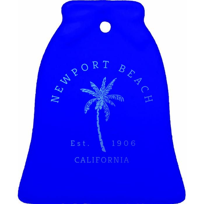 Original Newport Beach Ca Palm Tree Unique Novelty Art Great Gift Ceramic Bell Ornament