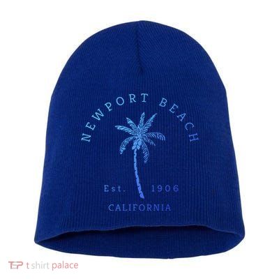 Original Newport Beach Ca Palm Tree Unique Novelty Art Great Gift Short Acrylic Beanie