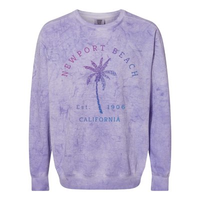 Original Newport Beach Ca Palm Tree Unique Novelty Art Great Gift Colorblast Crewneck Sweatshirt