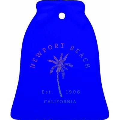 Original Newport Beach Ca Palm Tree Unique Novelty Art Great Gift Ceramic Bell Ornament