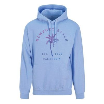 Original Newport Beach Ca Palm Tree Unique Novelty Art Great Gift Unisex Surf Hoodie