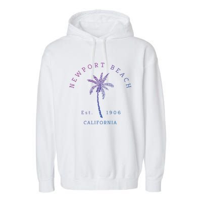 Original Newport Beach Ca Palm Tree Unique Novelty Art Great Gift Garment-Dyed Fleece Hoodie