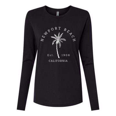 Original Newport Beach Ca Palm Tree Unique Novelty Art Gift Womens Cotton Relaxed Long Sleeve T-Shirt