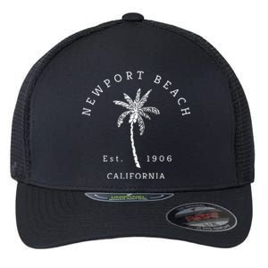 Original Newport Beach Ca Palm Tree Unique Novelty Art Gift Flexfit Unipanel Trucker Cap