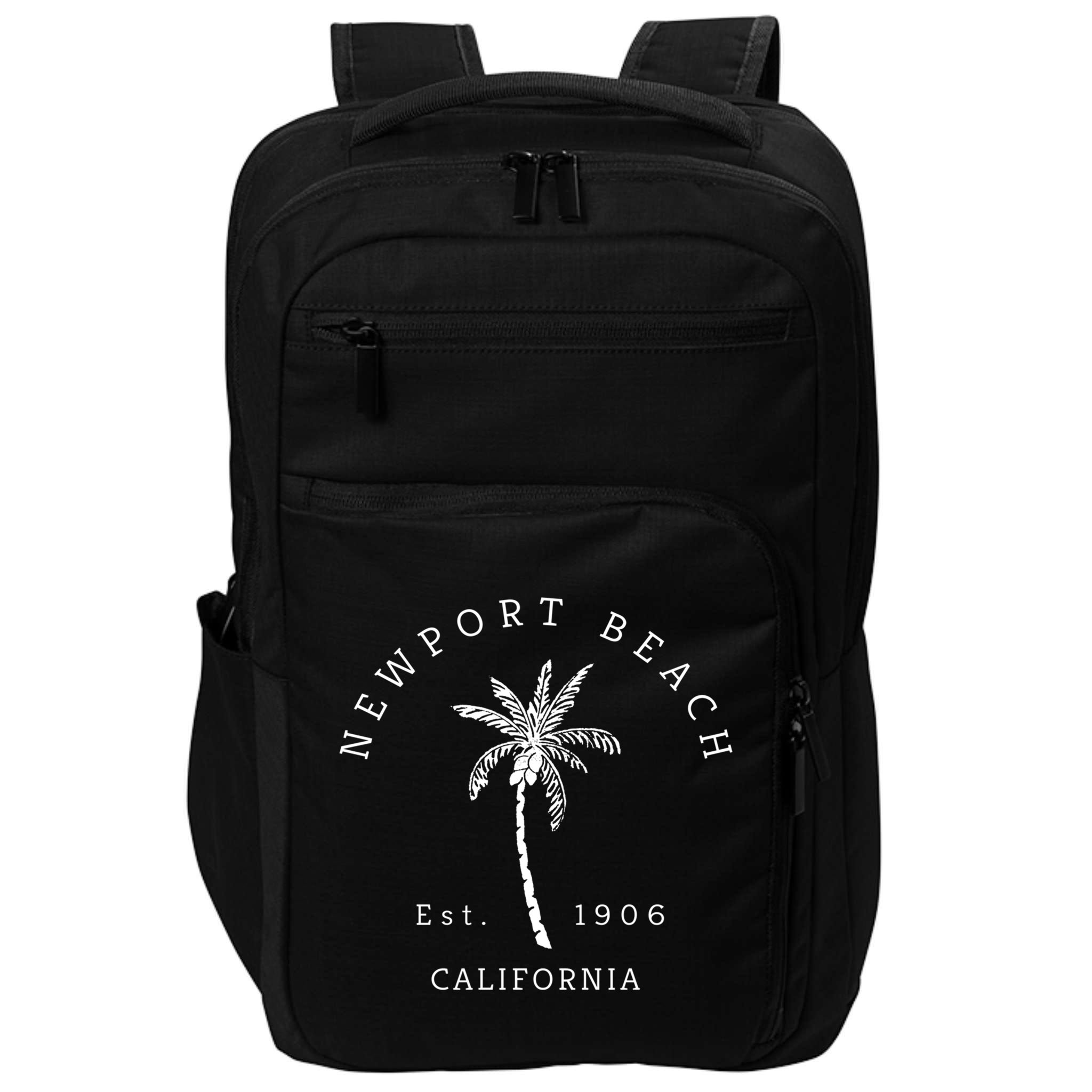 Original Newport Beach Ca Palm Tree Unique Novelty Art Gift Impact Tech Backpack