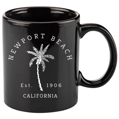 Original Newport Beach Ca Palm Tree Unique Novelty Art Gift 11oz C Handle Ceramic Mug