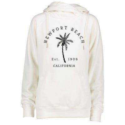 Original Newport Beach Ca Palm Tree Unique Novelty Art Gift Womens Funnel Neck Pullover Hood