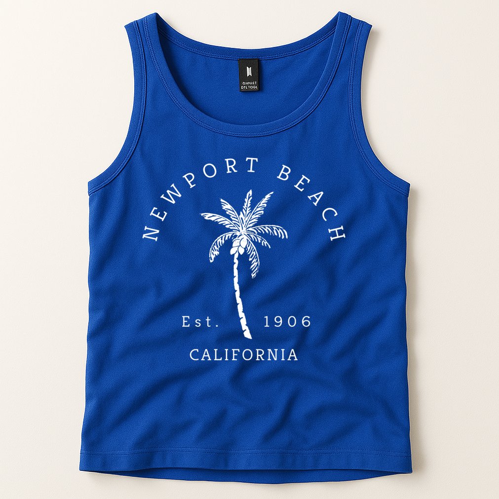 Original Newport Beach Ca Palm Tree Unique Novelty Art Gift Tank Top