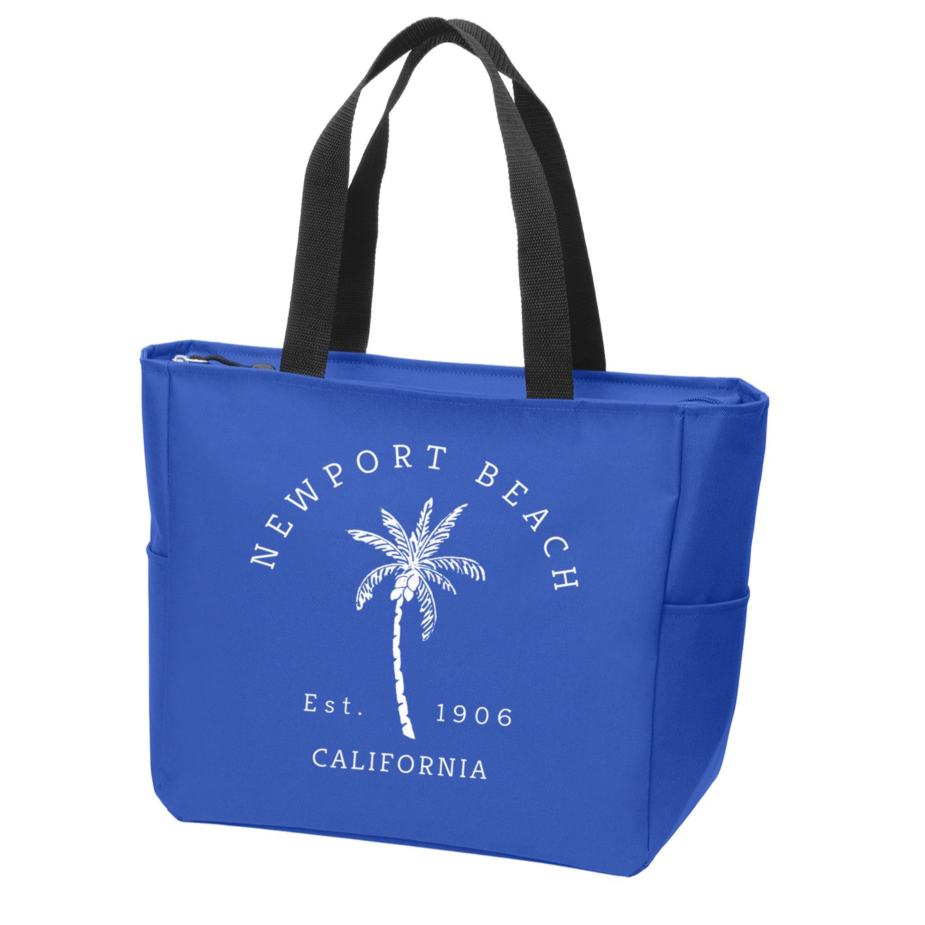 Original Newport Beach Ca Palm Tree Unique Novelty Art Gift Zip Tote Bag