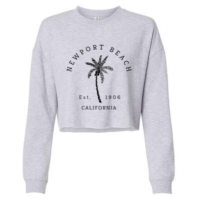 Original Newport Beach Ca Palm Tree Unique Novelty Art Gift Cropped Pullover Crew