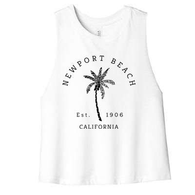 Original Newport Beach Ca Palm Tree Unique Novelty Art Gift Women's Racerback Cropped Tank