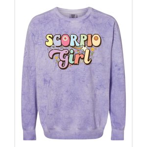 October November Birthday Zodiac Sign Groovy Scorpio Great Gift Colorblast Crewneck Sweatshirt