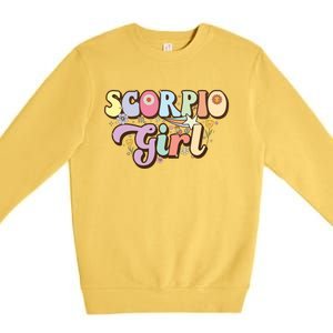 October November Birthday Zodiac Sign Groovy Scorpio Great Gift Premium Crewneck Sweatshirt