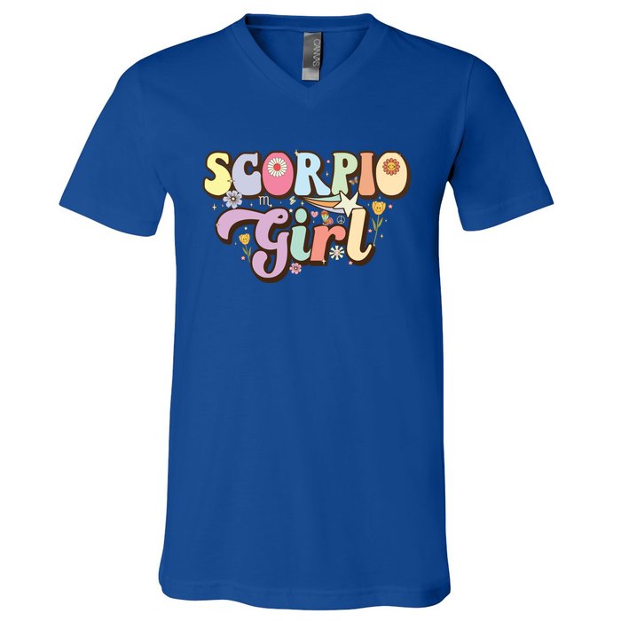 October November Birthday Zodiac Sign Groovy Scorpio Great Gift V-Neck T-Shirt