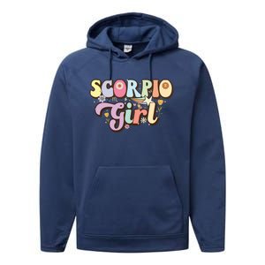 October November Birthday Zodiac Sign Groovy Scorpio Great Gift Performance Fleece Hoodie