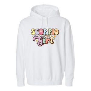 October November Birthday Zodiac Sign Groovy Scorpio Great Gift Garment-Dyed Fleece Hoodie