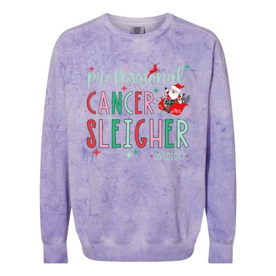 Oncology Nurse Christmas Professional Cancer Sleigher Colorblast Crewneck Sweatshirt