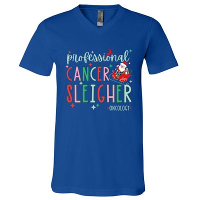 Oncology Nurse Christmas Professional Cancer Sleigher V-Neck T-Shirt