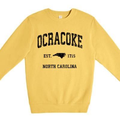 Ocracoke North Carolina Nc Vintage Athletic Premium Crewneck Sweatshirt