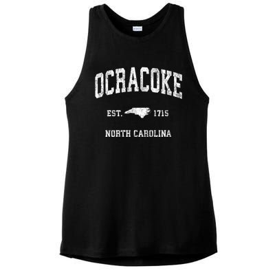 Ocracoke North Carolina Nc Vintage Athletic Ladies PosiCharge Tri-Blend Wicking Tank