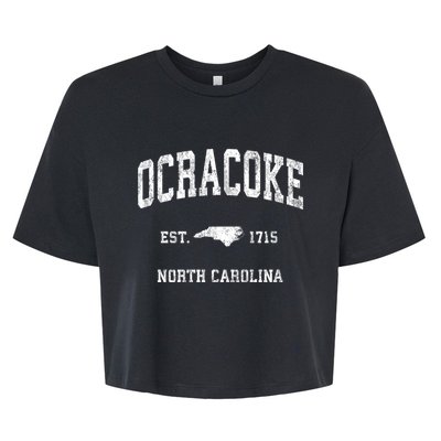 Ocracoke North Carolina Nc Vintage Athletic Bella+Canvas Jersey Crop Tee