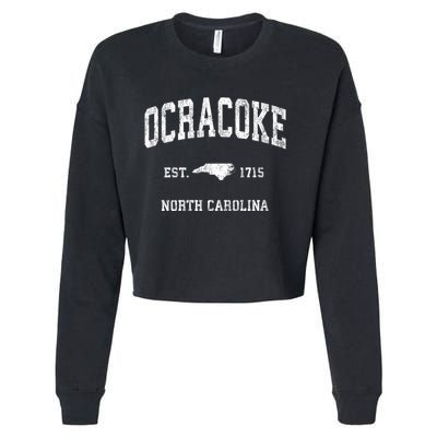 Ocracoke North Carolina Nc Vintage Athletic Cropped Pullover Crew