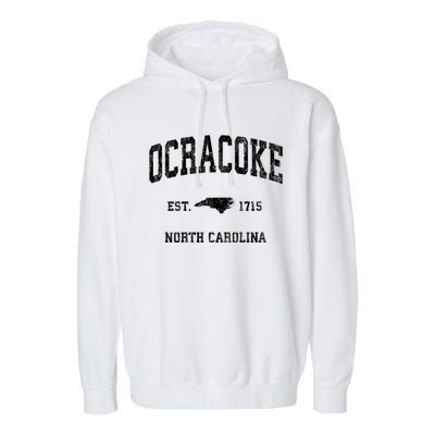 Ocracoke North Carolina Nc Vintage Athletic Garment-Dyed Fleece Hoodie