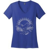 Outdoors Nature Cool Hiking Camping Summer Women's V-Neck T-Shirt