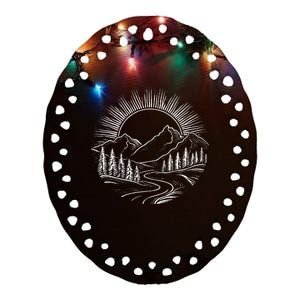 Outdoors Nature Cool Hiking Camping Summer Ceramic Oval Ornament