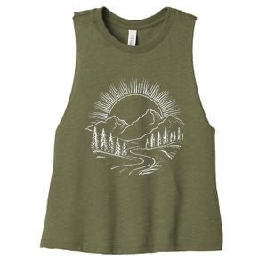 Outdoors Nature Cool Hiking Camping Summer Women's Racerback Cropped Tank