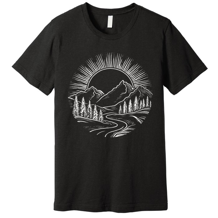 Outdoors Nature Cool Hiking Camping Summer Premium T-Shirt