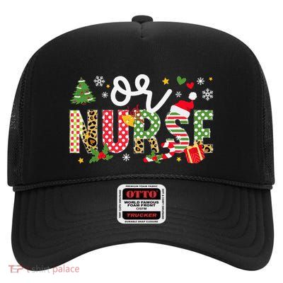 Or Nurse Christmas Operating Room Nurse Xmas Party High Crown Mesh Back Trucker Hat