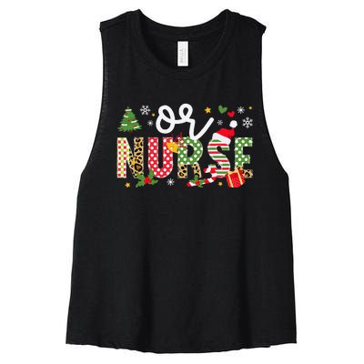 Or Nurse Christmas Operating Room Nurse Xmas Party Women's Racerback Cropped Tank