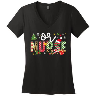 Or Nurse Christmas Operating Room Nurse Xmas Party Women's V-Neck T-Shirt