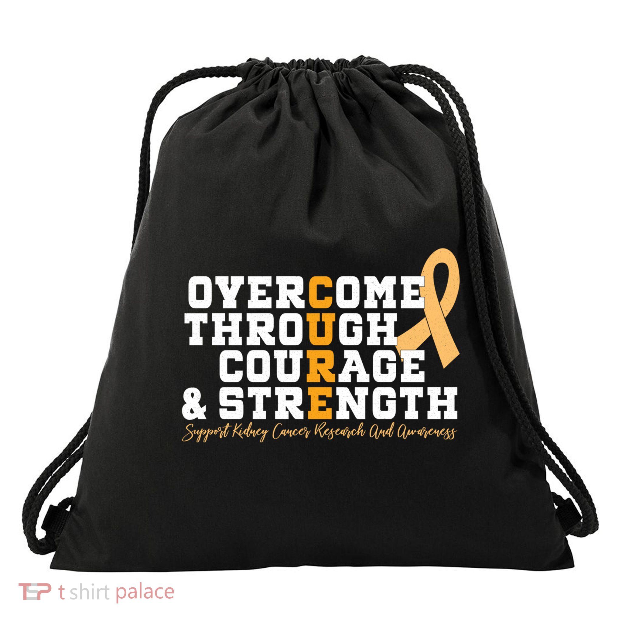 Overcome Ney Cancer Orange Ribbon Event March Gift Drawstring Bag