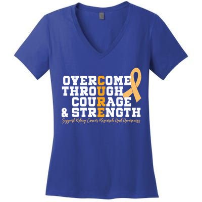 Overcome Ney Cancer Orange Ribbon Event March Gift Women's V-Neck T-Shirt