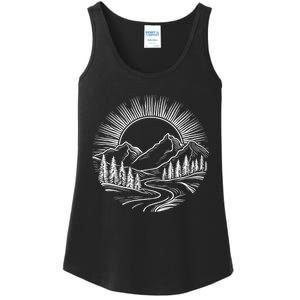 Outdoors Nature Cool Hiking Camping Summer Graphic Ladies Essential Tank