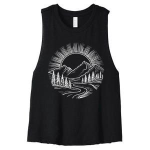 Outdoors Nature Cool Hiking Camping Summer Graphic Women's Racerback Cropped Tank