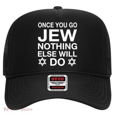 Once You Go Jew Hanukkah High Crown Mesh Back Trucker Hat