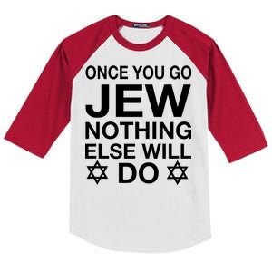 Once You Go Jew Hanukkah Kids Colorblock Raglan Jersey